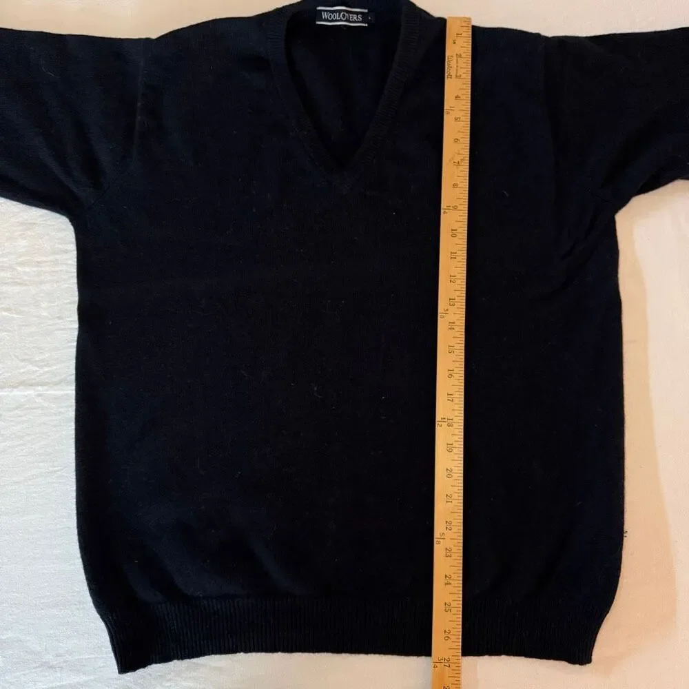 WoolOvers V-Neck Sweater | Men’s L | Navy Blue | 100% Pure New Wool | Woolmark